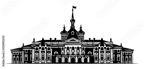 baroque palace architecture silhouette vector shape