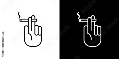 Hand holding cigarette icon symbol concept for graphic design, Website, UI. Svg