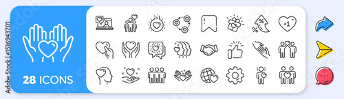 Friendship and love line icons. Interest rate, AI generate, Inflation icons. Interaction, Mutual understanding and assistance business. Vector
