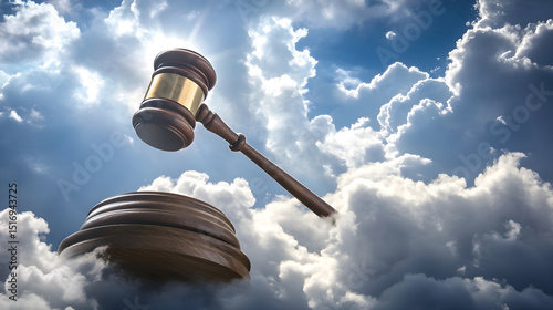 Judgement Gavel in Heaven Representing God's Final Judgement After Death at the End