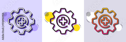 Medicine line icon. Halftone dotted pattern. Gradient icon with grain shadow. Medical service sign. Healthcare support symbol. Line medicine icon. Various designs. Vector