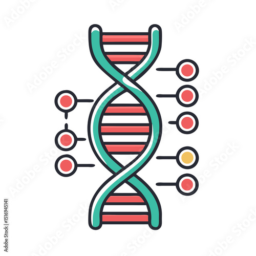 DNA double helix with molecular structure and capsules Concept of nanotechnology  
