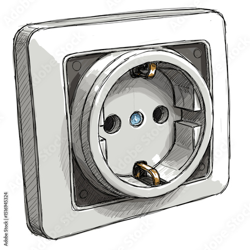 Electrical outlet with a round socket in a minimalist design  