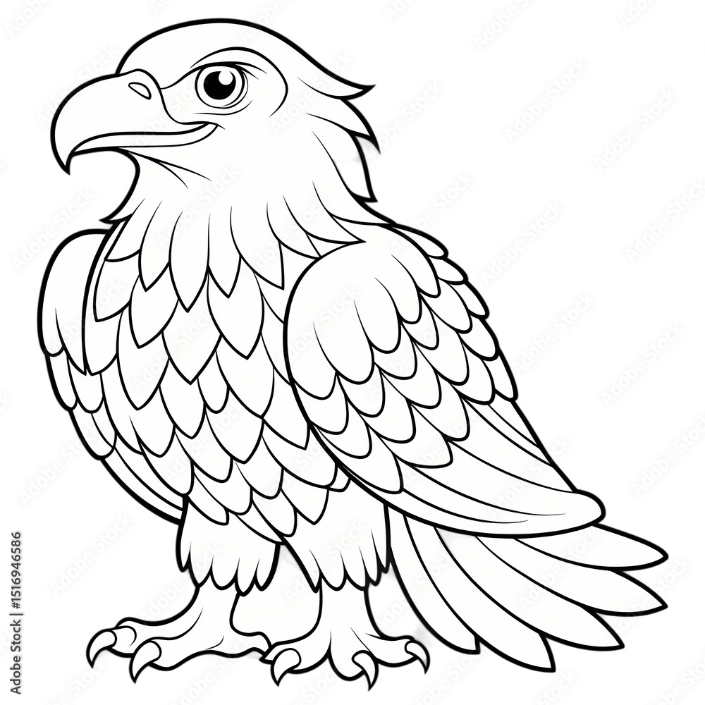 Obraz premium Line Art Illustration of a Majestic Eagle isolated on transparent baackground