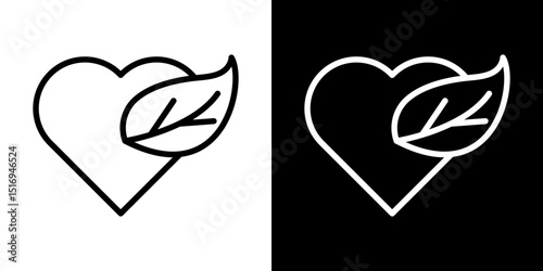 Leaf heart icon symbol concept for graphic design, Website, UI. Svg