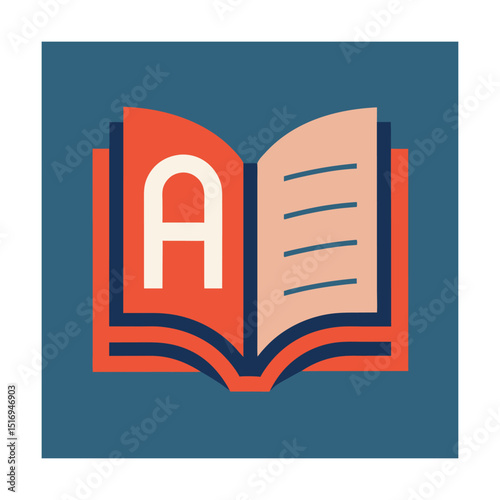 Dictionary with Letter A on Open Pages Icon