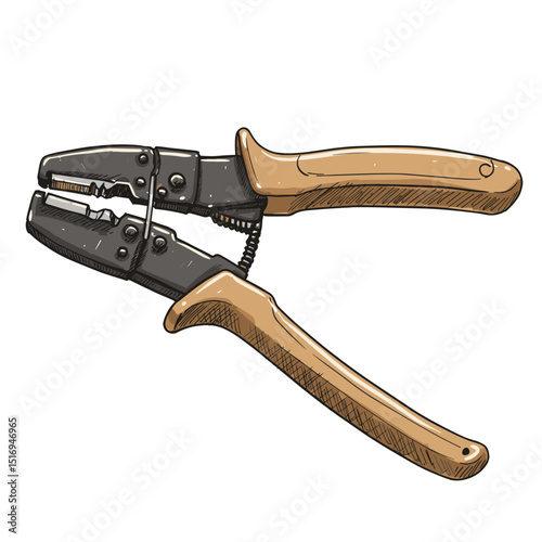 Wire stripping tool with wooden handles and metal jaws  