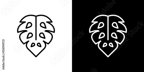 Monstera deliciosa plant leaf icon symbol concept for graphic design, Website, UI. Svg