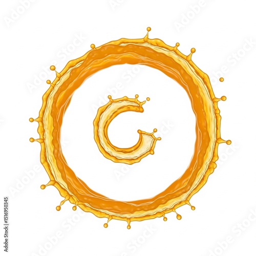 A vibrant orange juice splash swirls into a dynamic spiral with droplets, on a clean white background. Premium clarity, close-up, studio lighting.