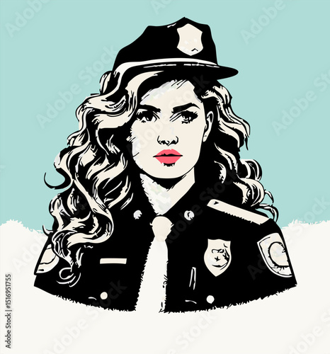 Stylish Female Police Officer Illustration