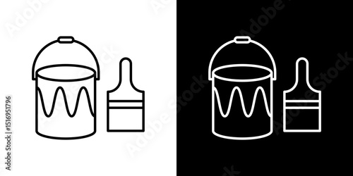 Paint bucket and paint brush icon symbol concept for graphic design, Website, UI. Svg