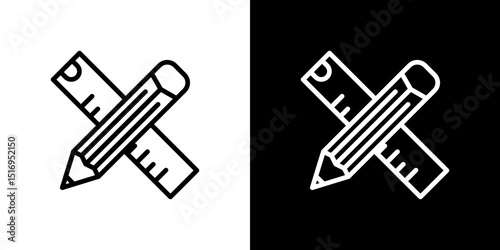 Pencil and ruler icon symbol concept for graphic design, Website, UI. Svg