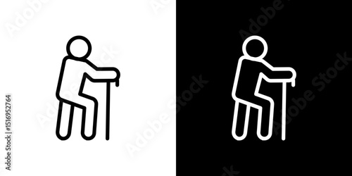 Person walking with cane icon symbol concept for graphic design, Website, UI. Svg