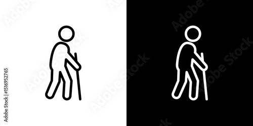 Person walking with cane icon symbol concept for graphic design, Website, UI. Svg