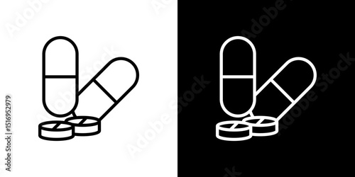 Pills icon symbol concept for graphic design, Website, UI. Svg