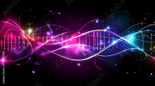 Abstract DNA design with glowing colors