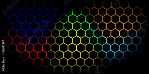 Hexagonal cyberspace green background. Hexagon grid tech pattern.