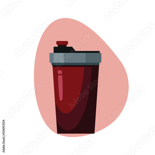 Red protein shaker bottle with a protein on white background. fitness and healthy lifestyle