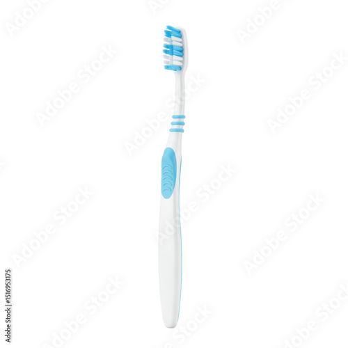 Ultra realistic UHD photo of an adult manual toothbrush with medium bristles, 3/4 view, isolated on a plain transparent background with clear contours and no shadows, product photography concept