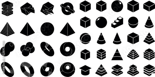 Geometric shapes black and white abstract design elements