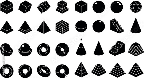 Geometric shapes black and white abstract design elements