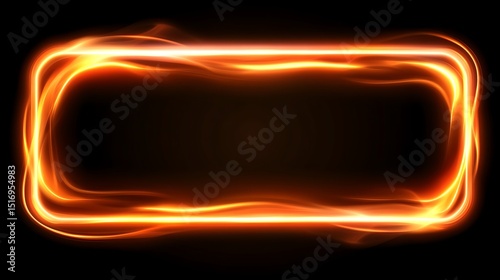 Abstract glowing orange rectangle frame on black background