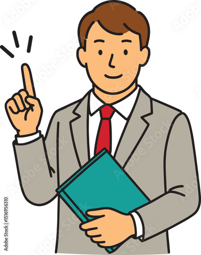 Man Explaining Clipart
Businessman Pointing Up Illustration
Professional with an Idea Graphic
Man Holding a Folder and Gesturing
Cartoon of a Male Presenter