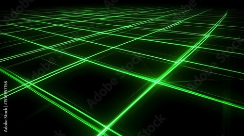 Abstract grid pattern of glowing green lines