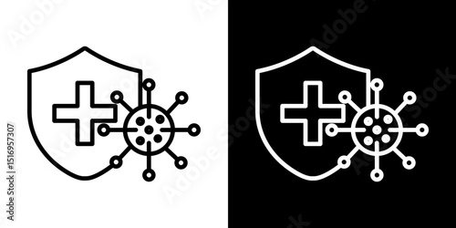 Shield virus icon symbol concept for graphic design, Website, UI. Svg