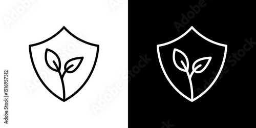 Shield with leafs icon symbol concept for graphic design, Website, UI. Svg