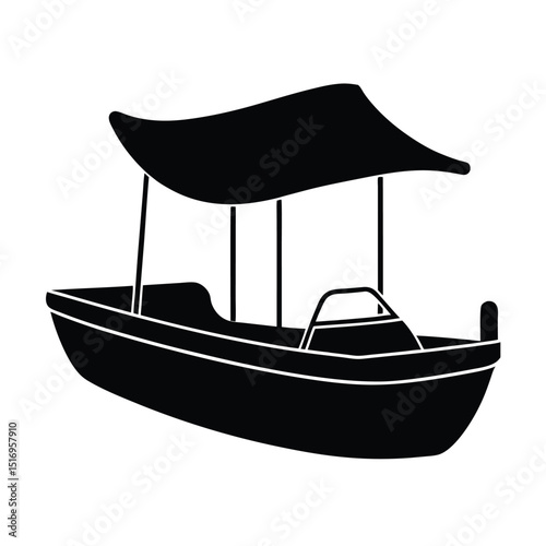 Pedal boat with canopy vector silhouette  