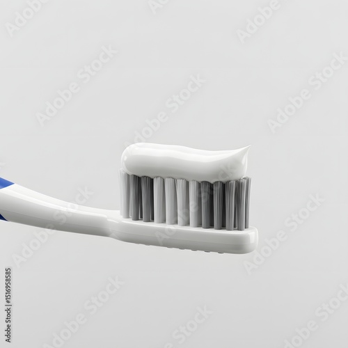 Toothbrush with toothpaste close-up on white background