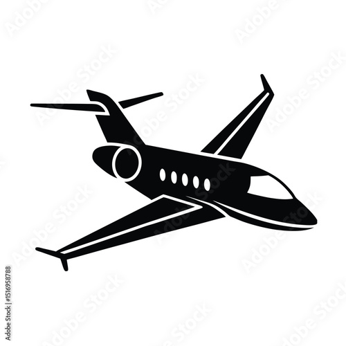 Private jet vector silhouette  