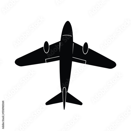 Old airplane flying vector silhouette  