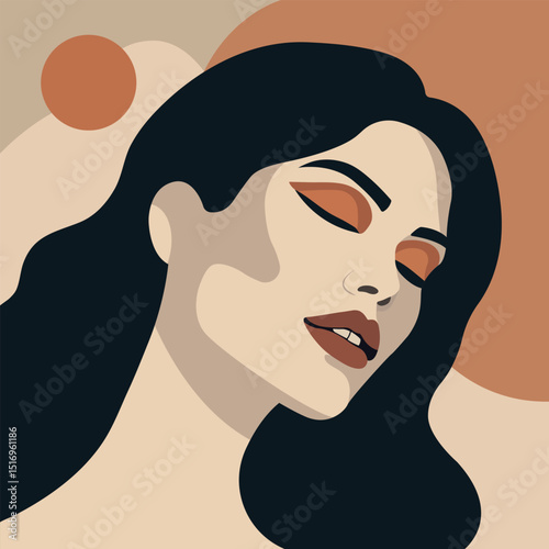 Woman modern icon avatar. Woman design. Abstract contemporary poster.