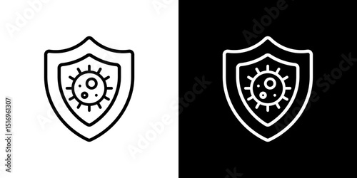 Virus protection shield icon symbol concept for graphic design, Website, UI. Svg
