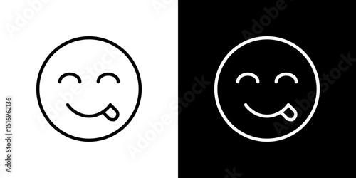 Yummy smile emoji icon symbol concept for graphic design, Website, UI. Svg