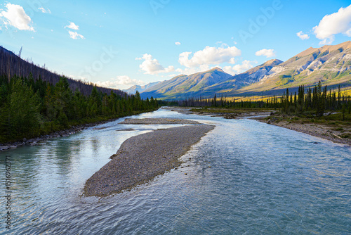 Kootenay River flowing at the Sir George Simpson site in the Kootenay National Park, British Columbia, Canada