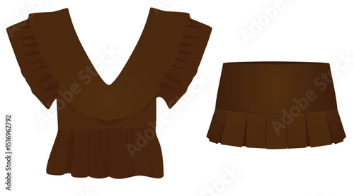 T shirt and mini skirt. vector