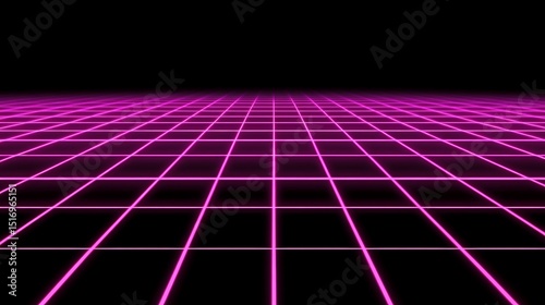 Retro grid floor, glowing pink
