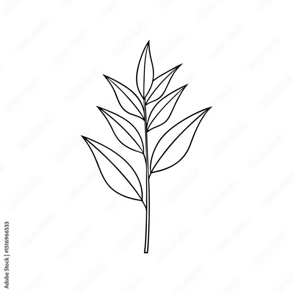 Naklejka premium Grain Oat Plant Sketch Outline