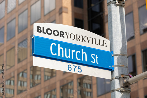 Photography Church Street sign in downtown Toronto, Ontario, Canada.
