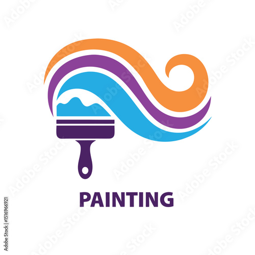 Colorful illustration of a paintbrush creating a vibrant design with paint strokes