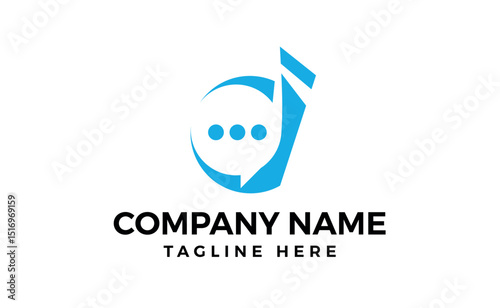 Flat D design with communication logo template.