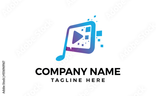 Poly gonal Media Play Logo Illustration Play button vector Template.