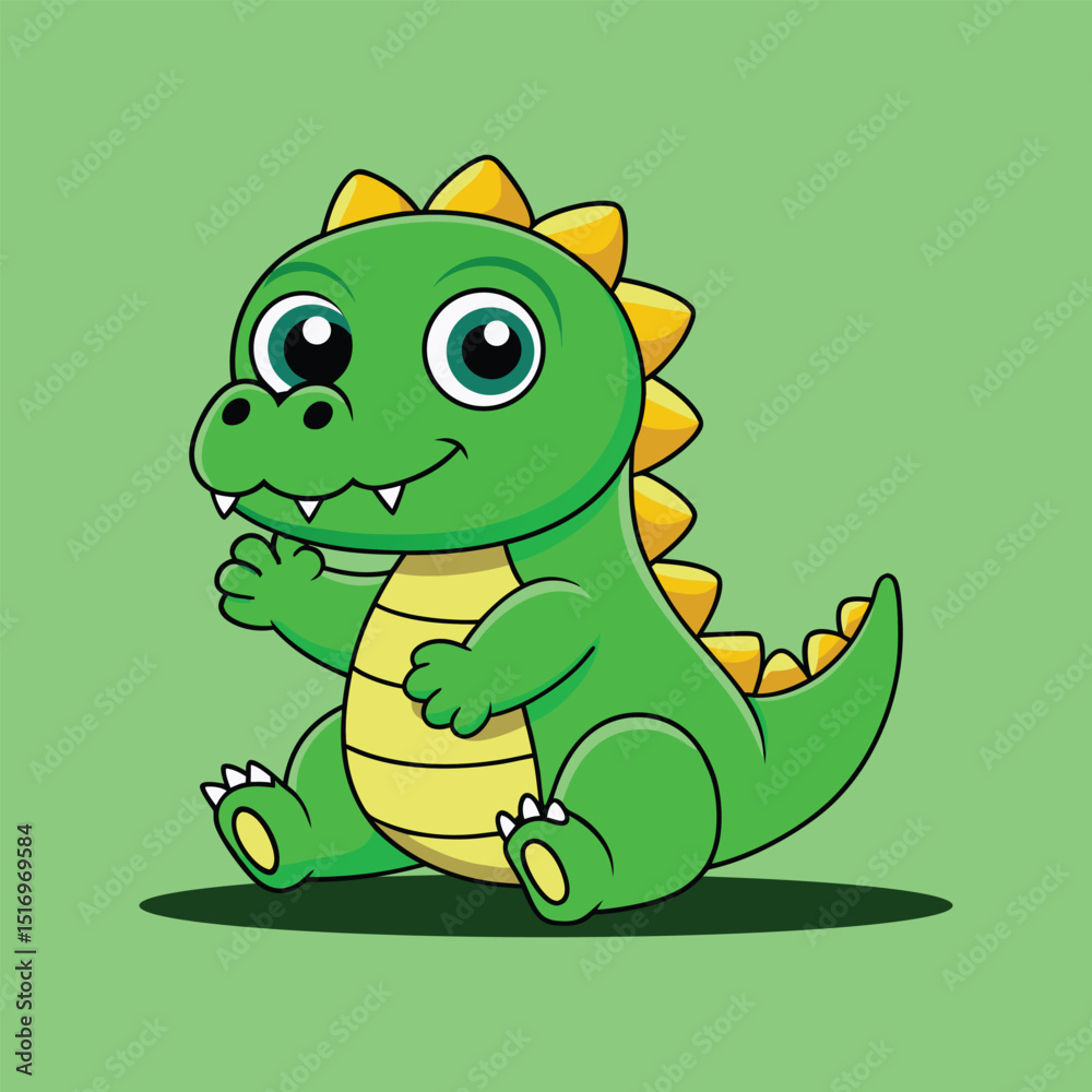 Fototapeta premium Illustration of a cute green dinosaur