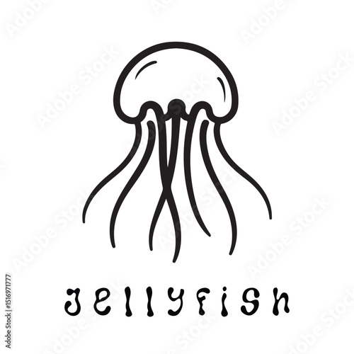 Minimal Jellyfish Logo Design – Vector Silhouette Style for Modern Ocean Branding
