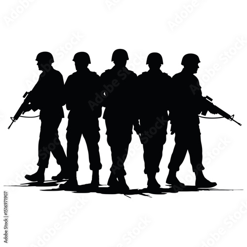 Military Soldiers Combat Silhouette Design