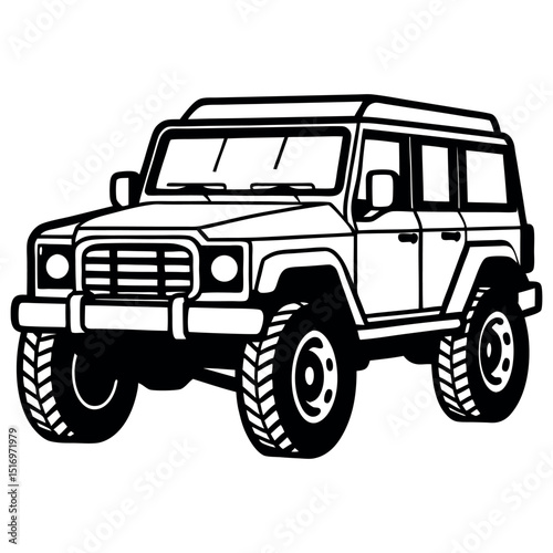 Rugged SUV Side Profile Vector Art