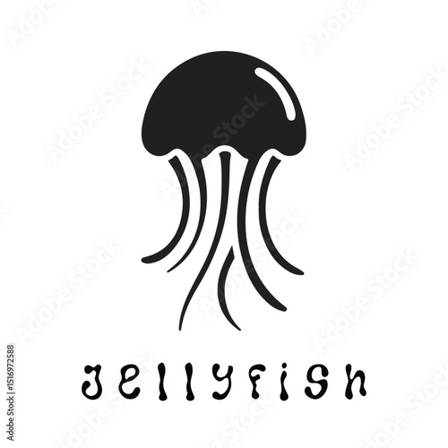 Minimal Jellyfish Logo Design – Vector Silhouette Style for Modern Ocean Branding
